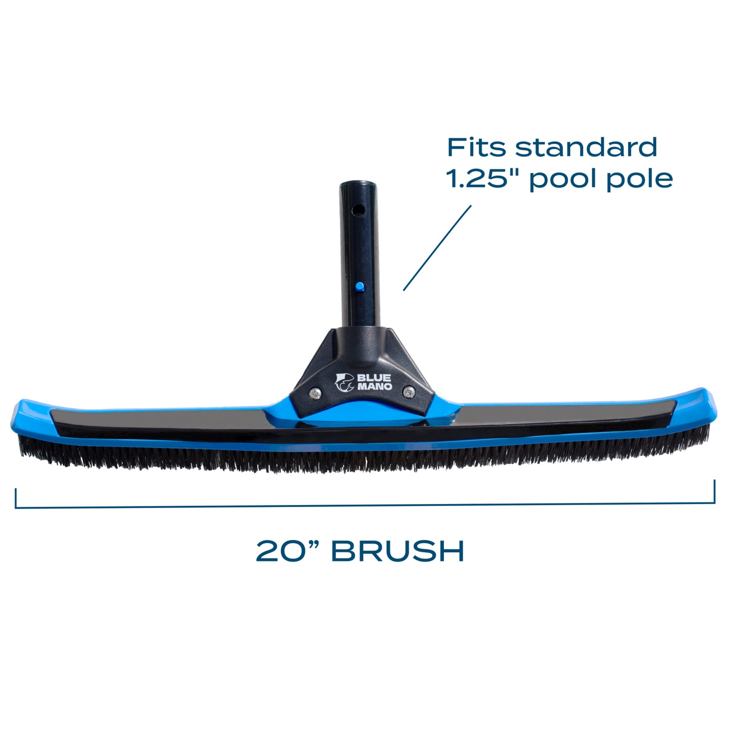 Blue Mano 20" Ultra Wide Vortex Pool Brush, Provides 3X The Force to Clean Pool Walls, Premium & Strong Brush with Curved Edges