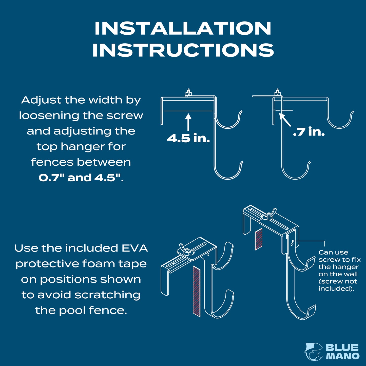 The First Adjustable Aluminum Pool Pole Hangers